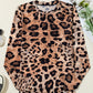 Leopard Round Neck Long Sleeve Blouse