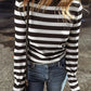 Striped Turtleneck Long Sleeve Knit Top