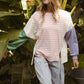 BiBi Exposed Seam Slit Striped Round Neck T-Shirt - Brand BiBi