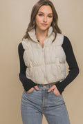 Love Tree Zip Up Turtleneck Cropped Vest Coat *