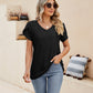Eyelet Petal Sleeve V-Neck Knit Top