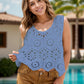 Openwork Round Neck Knit Vest