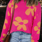 Flower Round Neck Long Sleeve Sweater