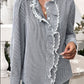 Lace Detail Ruffled Round Neck Long Sleeve Shirt