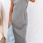Pocketed Round Neck Cap Sleeve Dress