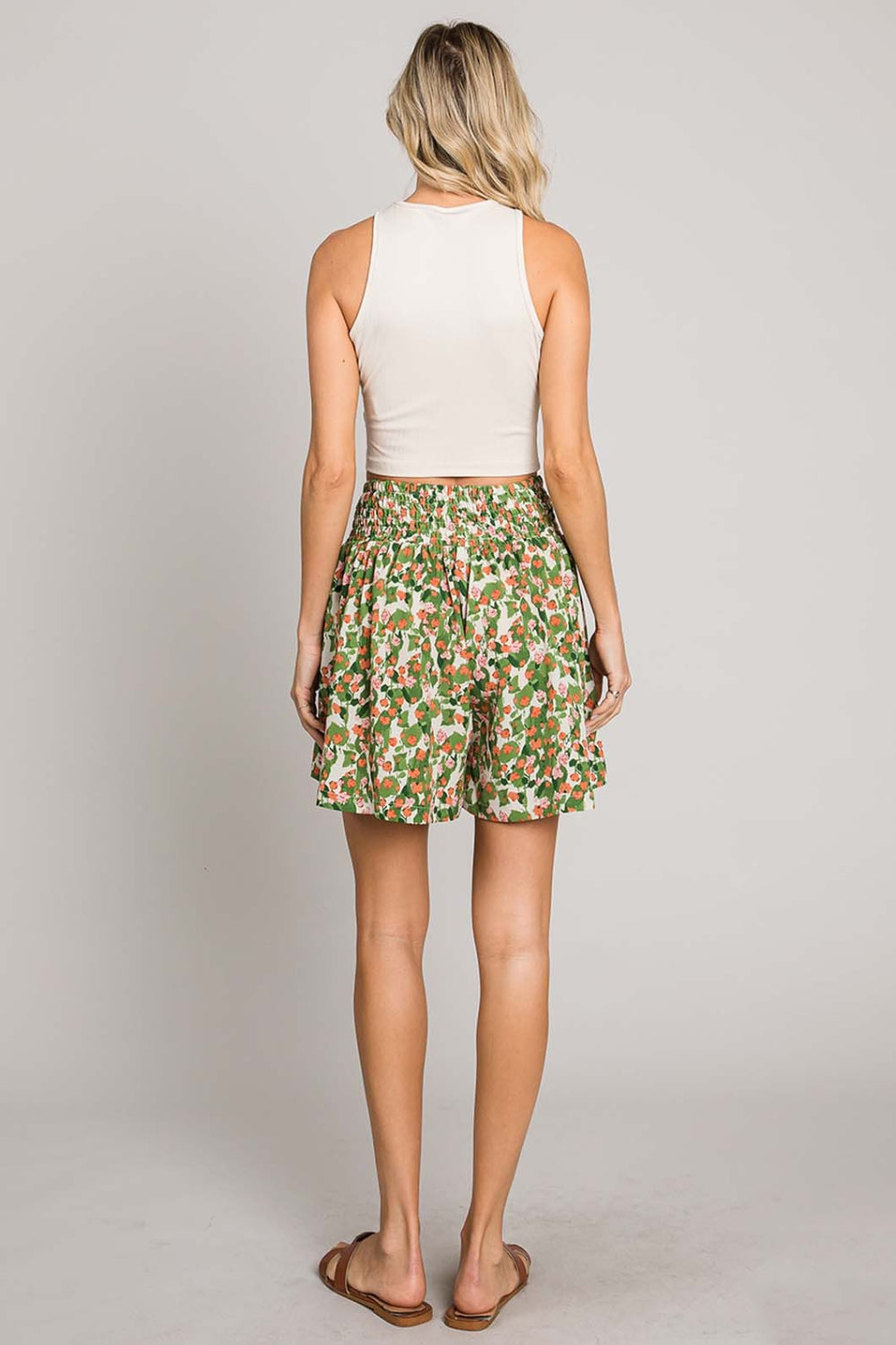 Cotton Bleu by Nu Label Floral Printed Smocked Waist Skorts *