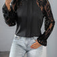 Perfee Mock Neck Lace Long Sleeve Blouse