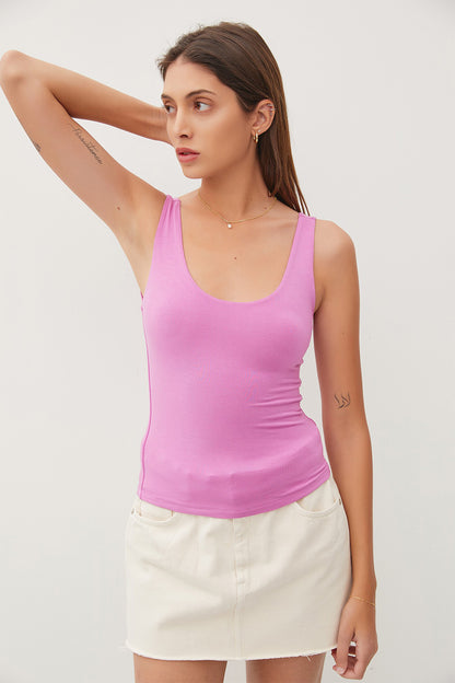 Be Cool Raspberry Rose Scoop Neck Wide Strap Tank