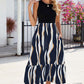 FULL SIZE Striped Round Neck Sleeveless Midi Dress
