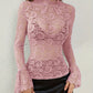 Mock Neck Long Sleeve Lace Top