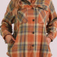 Plaid Collared Neck Long Sleeve Shirt with Chest Pockets