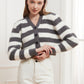 Button Down V-Neck Striped Cardigan