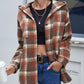 Plaid Button Up Long Sleeve Hooded Jacket