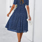 Printed Round Neck Short Sleeve Dress