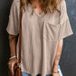Textured V-Neck Dropped Shoulder T-Shirt
