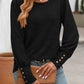 Full Size Decorative Button Round Neck Long Sleeve T-Shirt