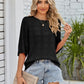 Openwork Round Neck Knit Top