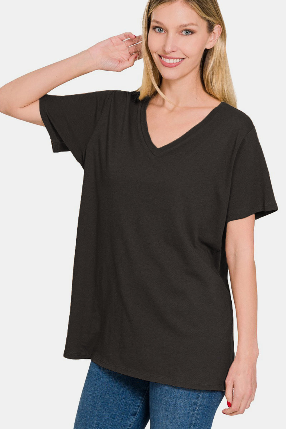 Zenana Full Size V-Neck Short Sleeve T-Shirt *