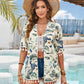 Tassel Printed Open Front Half Sleeve Cover-Up