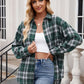 Pocketed Plaid Collared Neck Long Sleeve Shirt