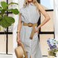 ADORA Striped Button Down Sleeveless Midi Dress