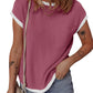 Contrast Trim Round Neck Short Sleeve T-Shirt