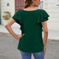 Full Size Ruffled V-Neck Short Sleeve Top