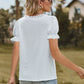 Lace Detail V-Neck Flounce Sleeve Blouse