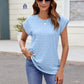 Textured Round Neck Cap Sleeve T-Shirt