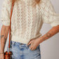 Hollowed Round Neck Half Sleeve Sweater