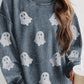 Glitter Ghost Round Neck Long Sleeve Sweatshirt