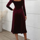 Perfee Sweetheart Neck Long Sleeve Midi Dress