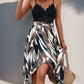 Lace Patchwork Printed V-Neck Dress