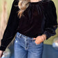 Ruched Round Neck Long Sleeve Blouse
