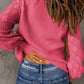 Openwork V-Neck Button Up Cardigan