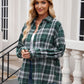 Pocketed Plaid Collared Neck Long Sleeve Shirt