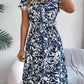 Printed V-Neck Short Sleeve Dress
