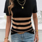Striped Round Neck Short Sleeve Knit Top