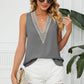 Contrast Trim Plunge Sleeveless Blouse