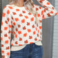 Angel Wings Maple Leaf Round Neck Long Sleeve Sweater
