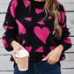 Angel Wings Heart Contrast Round Neck Long Sleeve Sweater