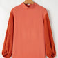 Swiss Dot Mock Neck Balloon Sleeve Blouse