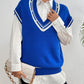 Pearl Trim Contrast V-Neck Sweater Vest