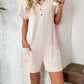 Button Detail Collared Neck Short Sleeve Romper