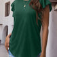 Full Size Ruffled Round Neck Cap Sleeve Blouse