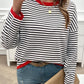 Striped Round Neck Dropped Shoulder Sweater