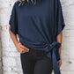 Knotted Round Neck Half Sleeve Blouse
