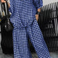 Full Size Plaid Round Neck Half Sleeve Top and Pants Set