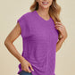 Double Take Full Size Cable-Knit Round Neck Cap Sleeve Sweater