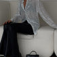 Sequin Button Up Long Sleeve Shirt